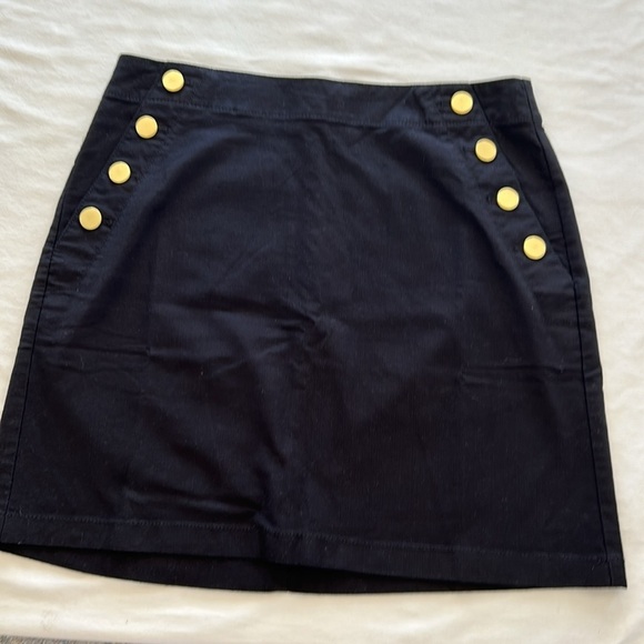 Loft NWT Black Dress Skirt with Gold Buttons Sz 8 - Picture 1 of 6